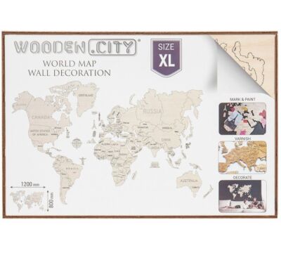 Wooden City World Map XL Natural, 48 gab.